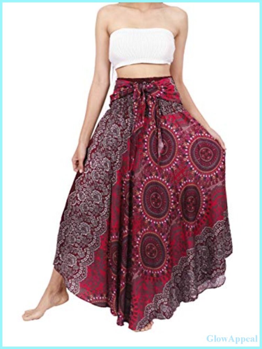 Women's Bohemian Maxi Skirt, Elastic Waist, Rayon, Festival & Beach